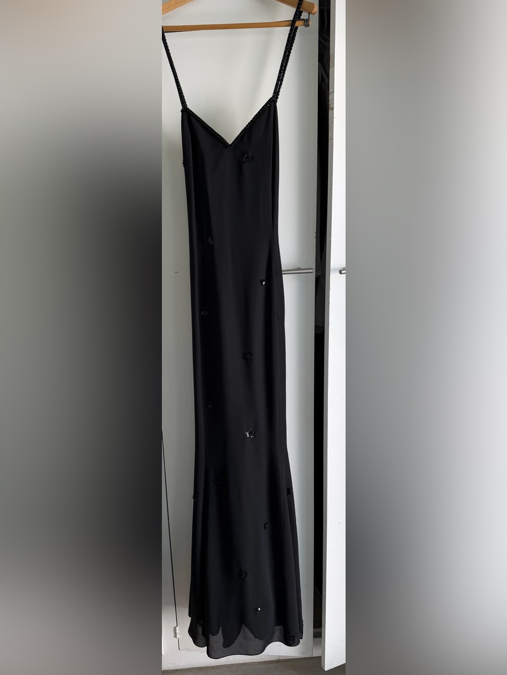 Elegant Black Beaded Slip Dress